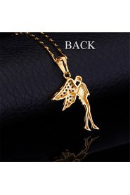 Luxury Angel Spark AAA+ Cubic Zirconia Zircon 18K Real Chunky Gold Plated Pendant Charm Necklace for Women Girls