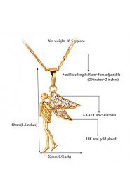 Luxury Angel Spark AAA+ Cubic Zirconia Zircon 18K Real Chunky Gold Plated Pendant Charm Necklace for Women Girls