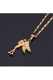 Luxury Angel Spark AAA+ Cubic Zirconia Zircon 18K Real Chunky Gold Plated Pendant Charm Necklace for Women Girls