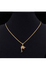 Luxury Angel Spark AAA+ Cubic Zirconia Zircon 18K Real Chunky Gold Plated Pendant Charm Necklace for Women Girls