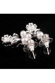 Luxurious Rhinestones Vintage Dangle Brides Bridesmaids Wedding Party Princess Leaf Silver Earring