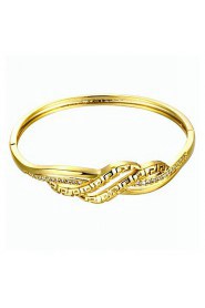 European Style Round Shape Copper Gold Plated Zircon Bracelets For Women(Gold)(1Pc)