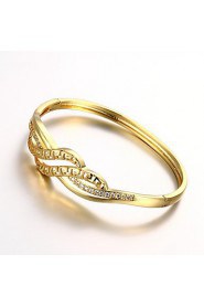 European Style Round Shape Copper Gold Plated Zircon Bracelets For Women(Gold)(1Pc)