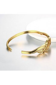 European Style Round Shape Copper Gold Plated Zircon Bracelets For Women(Gold)(1Pc)