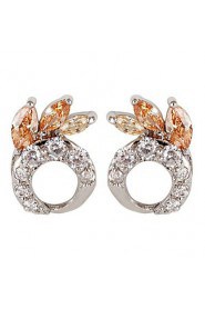 Brass With Cubic Zirconia Stud Earrings(More Colors)