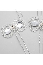 Women's / Flower Girl's Rhinestone / Crystal / Alloy Headpiece-Wedding / Special Occasion Hair Pin 6 Pieces White Round