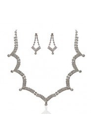 Shining Czech Rhinestones With Alloy Plated Wedding Jewelry Set,Including Necklace And Earrings