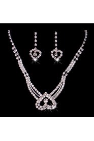 Alloy Wedding/Party Jewelry Set With Rhinestone Including Earrings And Necklace