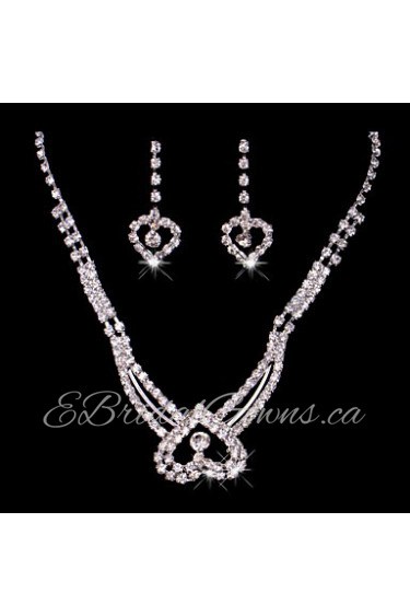 Alloy Wedding/Party Jewelry Set With Rhinestone Including Earrings And Necklace