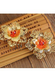 Bride's Flower Shape Gold Forehead Wedding Hair Combs Headbands 1 PC