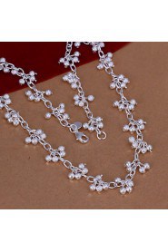 Fashion Grape Shape Pendant Silver Plated Ball Chain Rolo Necklace(White)(1Pc)