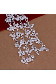 Fashion Grape Shape Pendant Silver Plated Ball Chain Rolo Necklace(White)(1Pc)