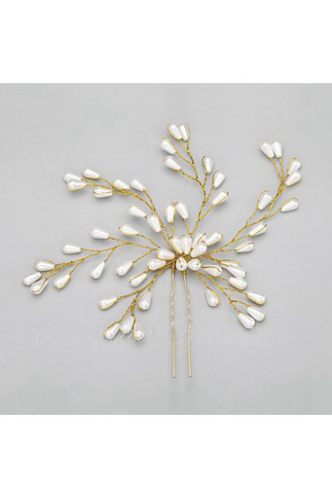Women's / Flower Girl's Alloy / Imitation Pearl Headpiece-Wedding / Special Occasion Hair Pin 1 Piece Clear Irregular