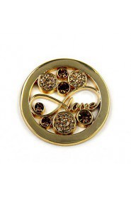 Valentine Day Gift Girl's 33mm Alloy Mi Moneda Gold Crystal Infinity Coin for 35mm Frame Pendant