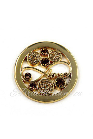 Valentine Day Gift Girl's 33mm Alloy Mi Moneda Gold Crystal Infinity Coin for 35mm Frame Pendant