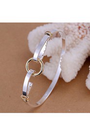 European Style Round Shape Classic Silver Plated Copper Bangle Bracelets (Silver)(1Pc)