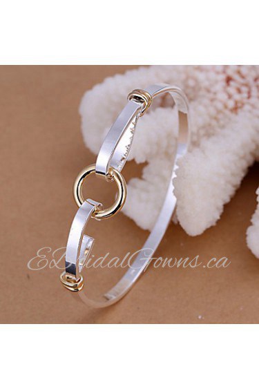 European Style Round Shape Classic Silver Plated Copper Bangle Bracelets (Silver)(1Pc)