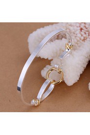 European Style Round Shape Classic Silver Plated Copper Bangle Bracelets (Silver)(1Pc)