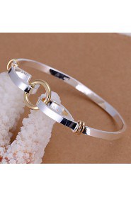 European Style Round Shape Classic Silver Plated Copper Bangle Bracelets (Silver)(1Pc)