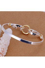 European Style Round Shape Classic Silver Plated Copper Bangle Bracelets (Silver)(1Pc)