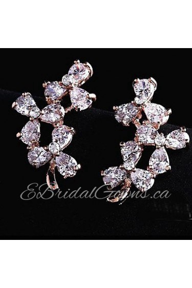 Fashion Clover Color Beautiful Zircon Earrings