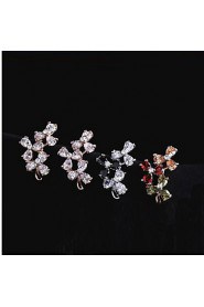 Fashion Clover Color Beautiful Zircon Earrings