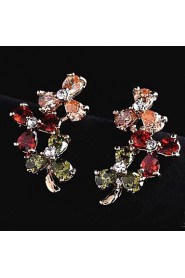 Fashion Clover Color Beautiful Zircon Earrings