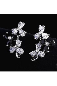 Fashion Clover Color Beautiful Zircon Earrings