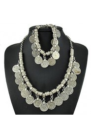 Bohemia National Wind Restoring Ancient Ways Tassel Necklace Bracelet Sets Metal COINS