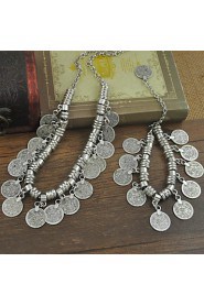 Bohemia National Wind Restoring Ancient Ways Tassel Necklace Bracelet Sets Metal COINS