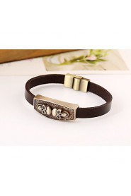 Bronze metal alloy bangle bracelet leather bracelet leather bracelet retro male student bracelet(bracelet)