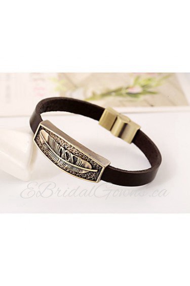 Fashion leather strap leather bracelet punk style leather bracelet vintage metal featherh(bracelet)