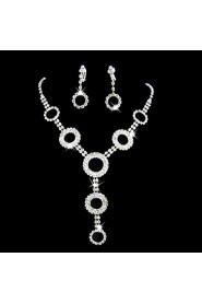 Wedding Bridal Bridesmaid Crystal Necklace Earrings Jewelry Set