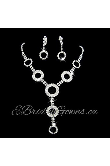 Wedding Bridal Bridesmaid Crystal Necklace Earrings Jewelry Set