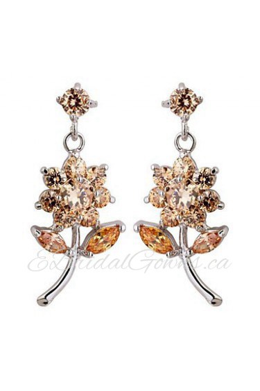 Brass With Cubic Zirconia Drop Earrings (More Colors)