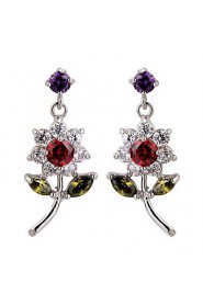 Brass With Cubic Zirconia Drop Earrings (More Colors)