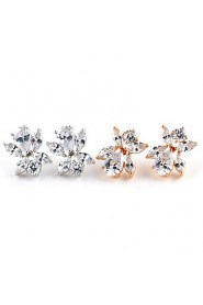 Brass With Cubic Zirconia Stud Earrings(More Colors)