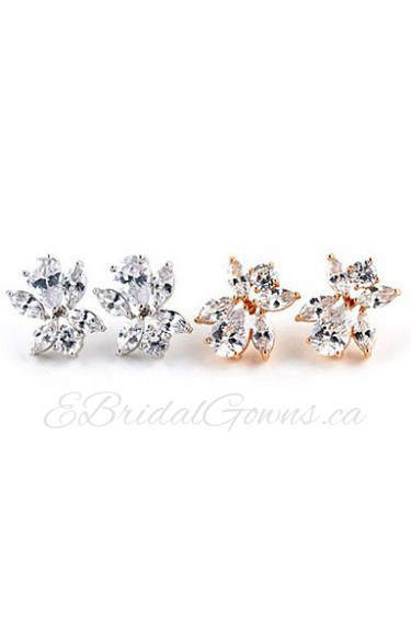 Brass With Cubic Zirconia Stud Earrings(More Colors)