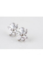 Brass With Cubic Zirconia Stud Earrings(More Colors)