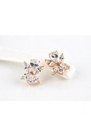 Brass With Cubic Zirconia Stud Earrings(More Colors)