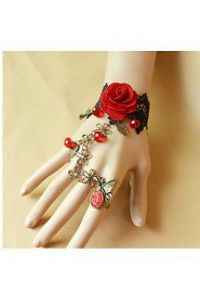 Ladies' Rose Lace Alloy Chain With Crystal Bracelet