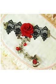 Ladies' Rose Lace Alloy Chain With Crystal Bracelet