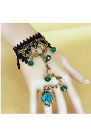 Ladies' Rose Lace Alloy Chain With Crystal Bracelet