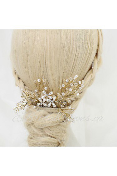 Women's / Flower Girl's Crystal / Alloy / Imitation Pearl Headpiece-Wedding / Special Occasion Hair Combs 1 Piece White Round