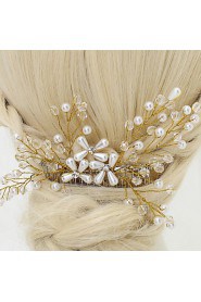 Women's / Flower Girl's Crystal / Alloy / Imitation Pearl Headpiece-Wedding / Special Occasion Hair Combs 1 Piece White Round