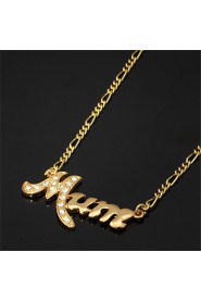 New Cute Alphabet Letters Pendant Necklace 18K Real Gold Platinum Plated Rhinestone Crystal Jewelry Gift for Women