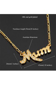 New Cute Alphabet Letters Pendant Necklace 18K Real Gold Platinum Plated Rhinestone Crystal Jewelry Gift for Women