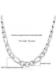 Big Cool Women's 316L Titanium Steel Chunky Figaro Link Chain Necklace High Quality Jewelry Gift fo Women