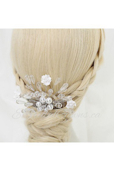 Women's / Flower Girl's Crystal / Alloy / Imitation Pearl Headpiece-Wedding / Special Occasion Hair Combs 1 Piece White Round