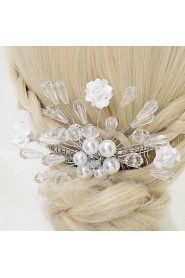 Women's / Flower Girl's Crystal / Alloy / Imitation Pearl Headpiece-Wedding / Special Occasion Hair Combs 1 Piece White Round